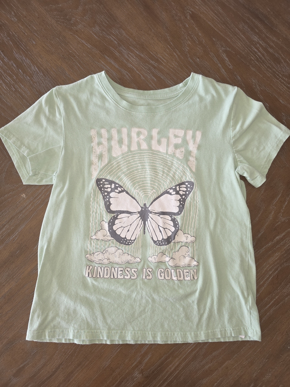 Hurley Kids Mint Green Butterfly Tee with 'Kindness Is Golden' Slogan